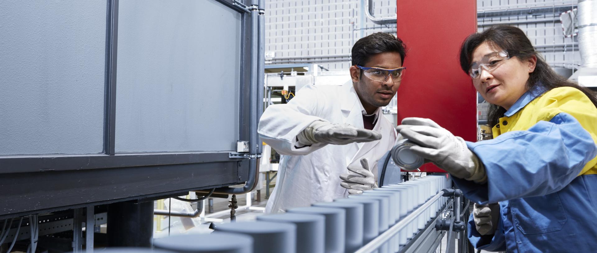 Tata Steel employees studying the can process at the Packaging innovation centre