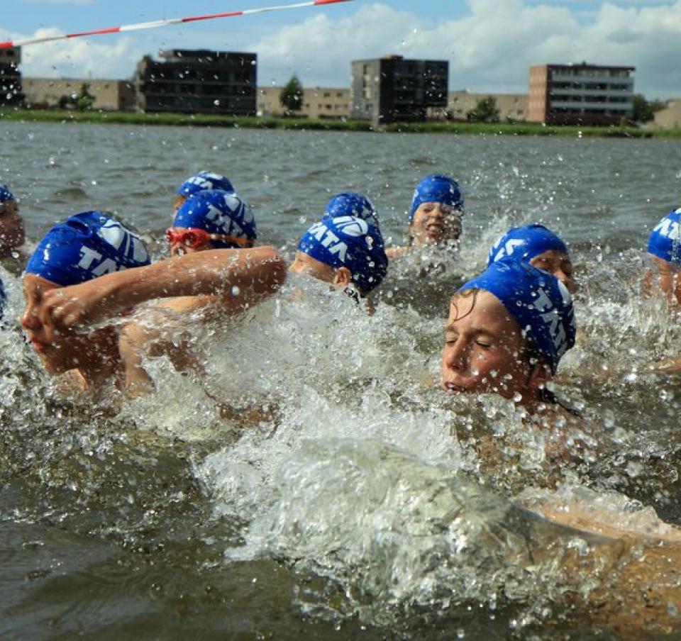 Swimming event at the Tata Kids of Steel triathlon