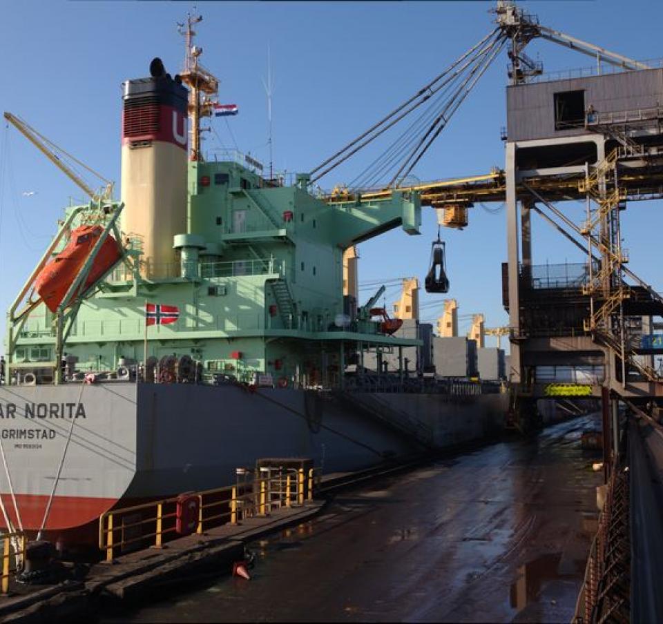 Raw materials being offloaded at Tata Steel site 