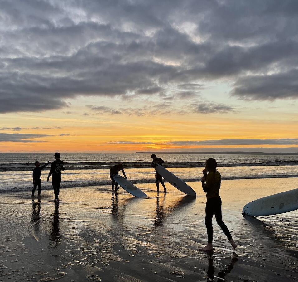 Kids surfing on aberavon beach