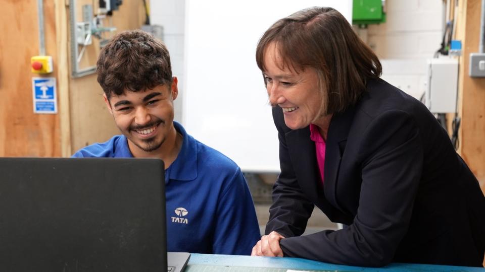 Jo Stevens during a recent visit to Port Talbot