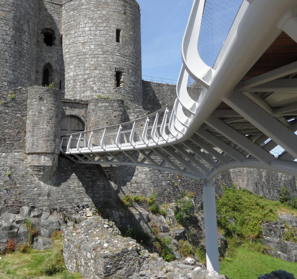 Harlech Castle tubular walkway Harlech Castle tubular walkway